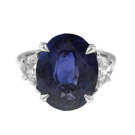 Platinum Oval Sapphire And Diamond Ring
