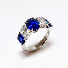 Load image into Gallery viewer, 5 Stone Ring, 3 Oval Blue Sapphires

