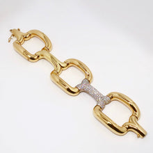 Load image into Gallery viewer, 18k Yellow Gold Three Rectangle Link Bracelet with One Diamond
