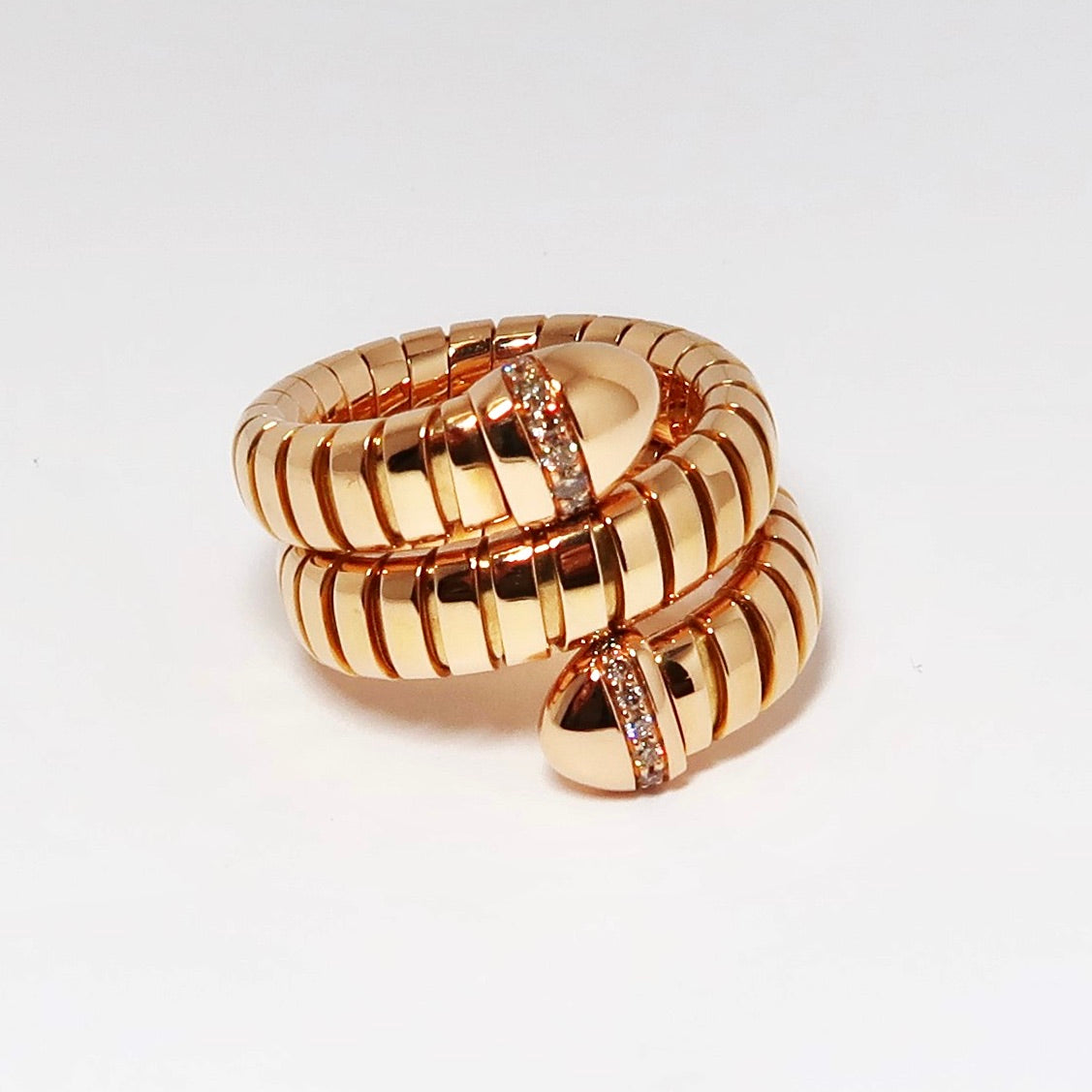 18k Rose Gold Bypass Ring with Diamonds