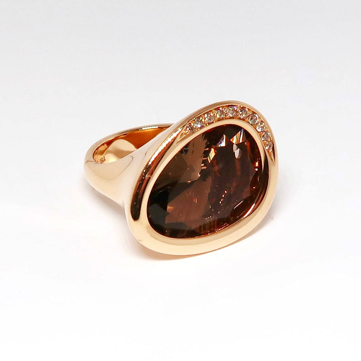 18k Rose Gold, Diamond & Quartz Ring