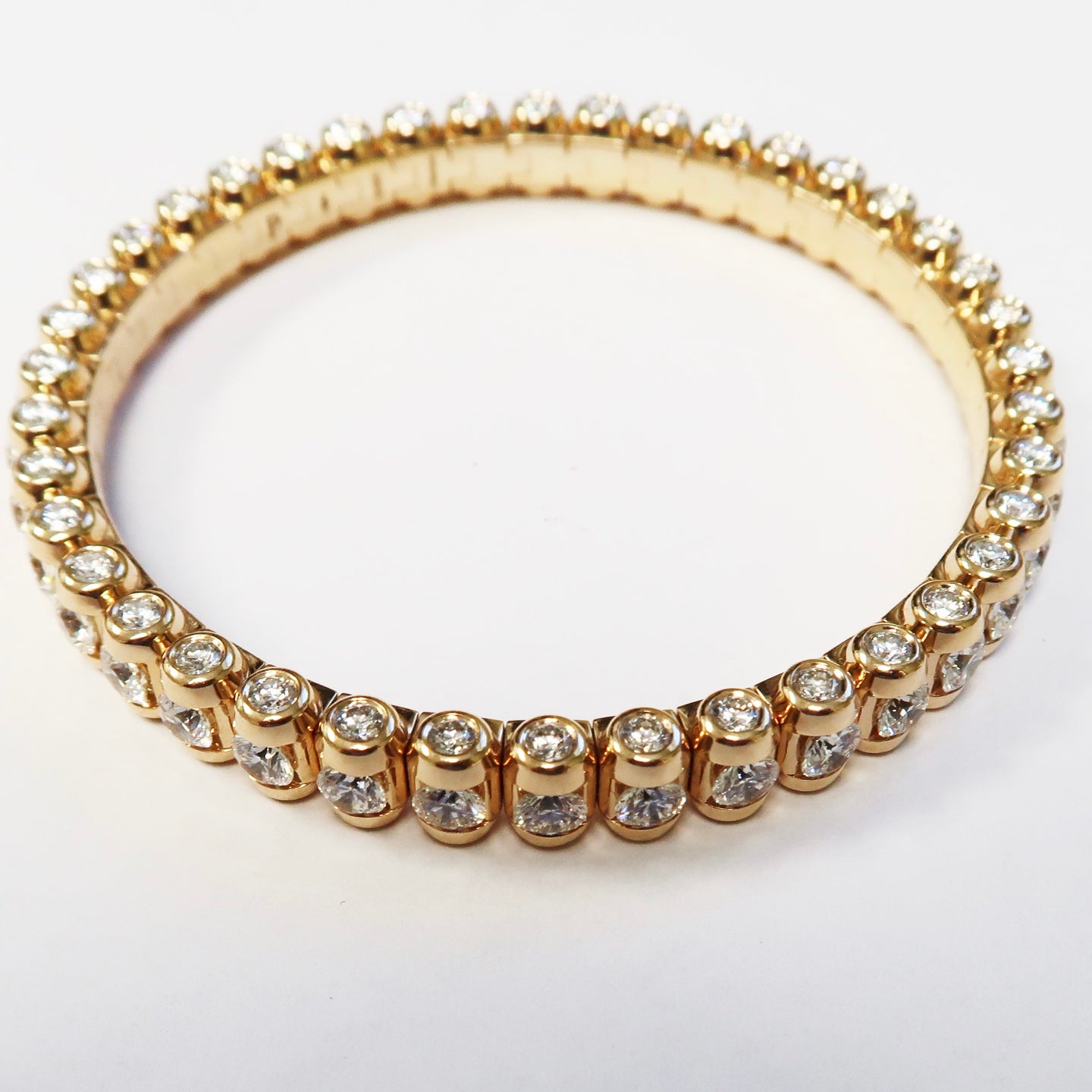 18k Rose Gold Round Diamond Expanding Bracelet