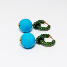 Load image into Gallery viewer, Turquoise Beads &amp; Tsavourite Hoop Earrings
