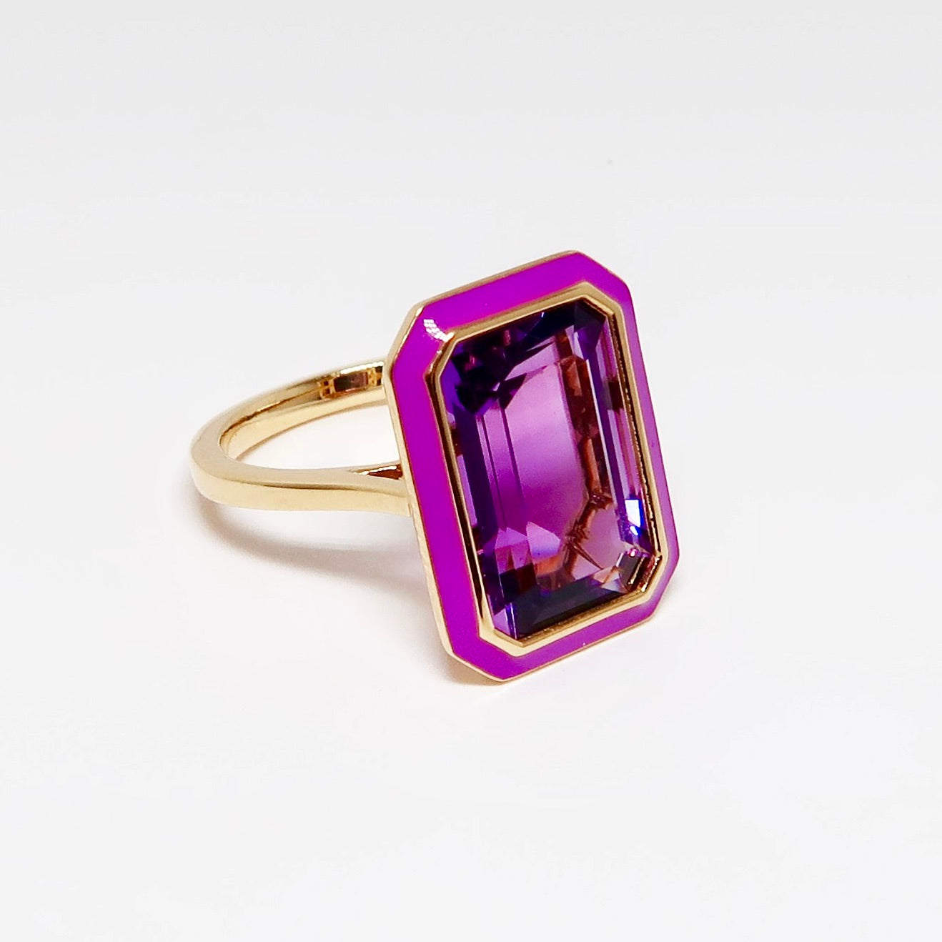 Amethyst & Purple Enamel Ring