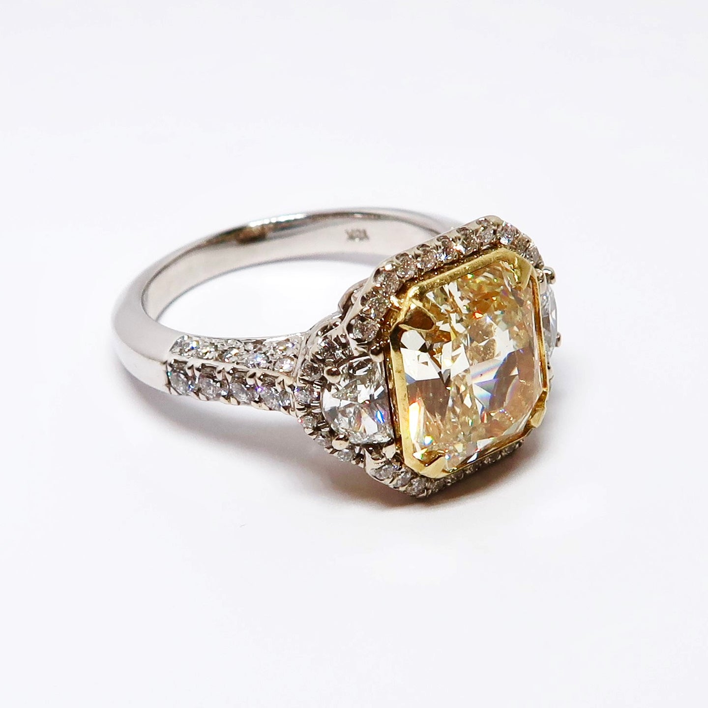 Radiant Cut Yellow Diamond 3-Stone Ring