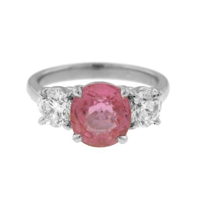 White Gold Pink Sapphire and Diamond Ring