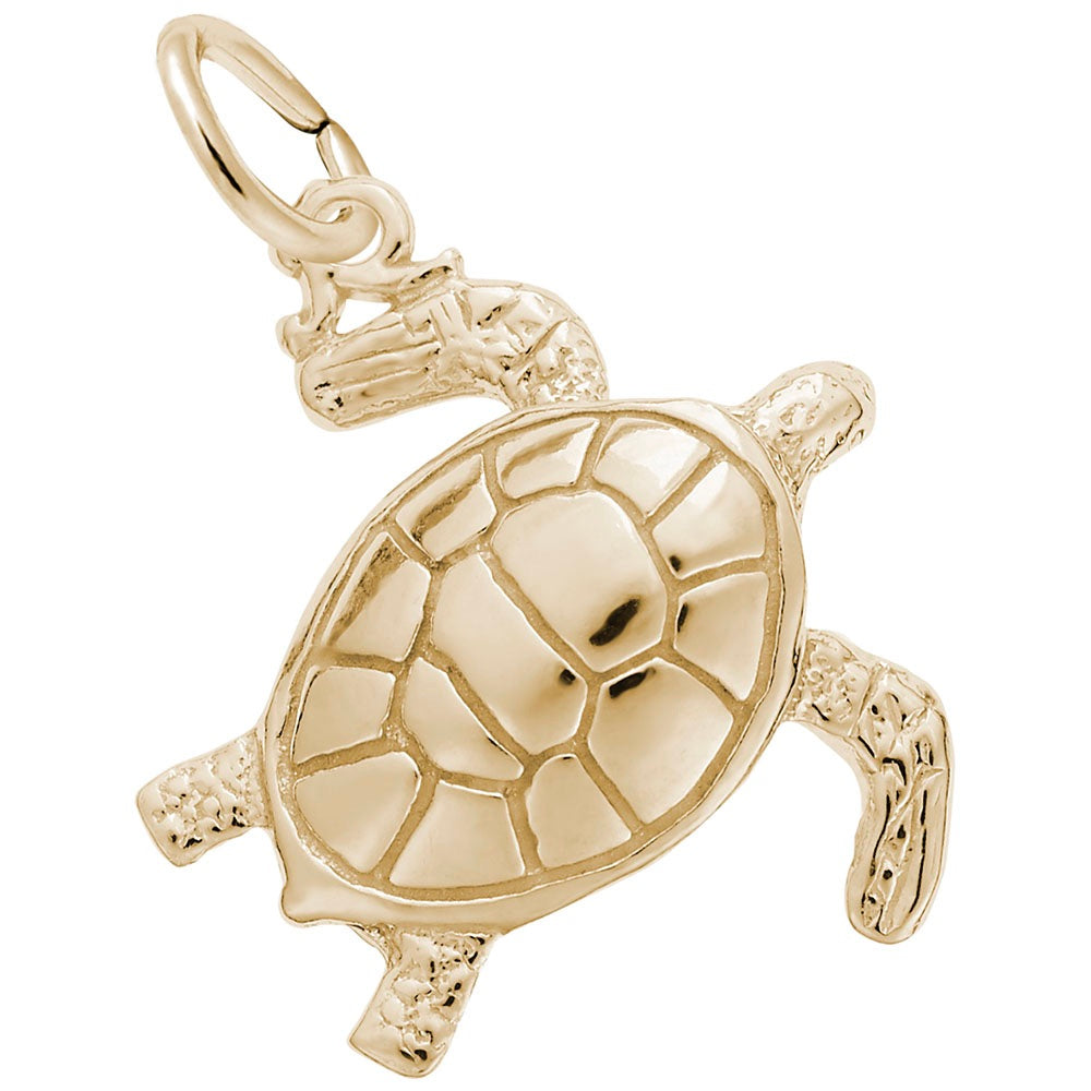 14k Yellow Gold Sea Turtle Charm