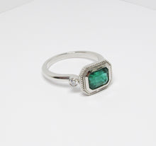 Load image into Gallery viewer, Emerald &amp; Diamond Ring, Platinum Setting

