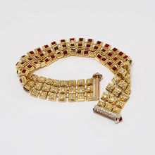 Load image into Gallery viewer, 18k Yellow Gold Diamond &amp; Ruby Bracelet
