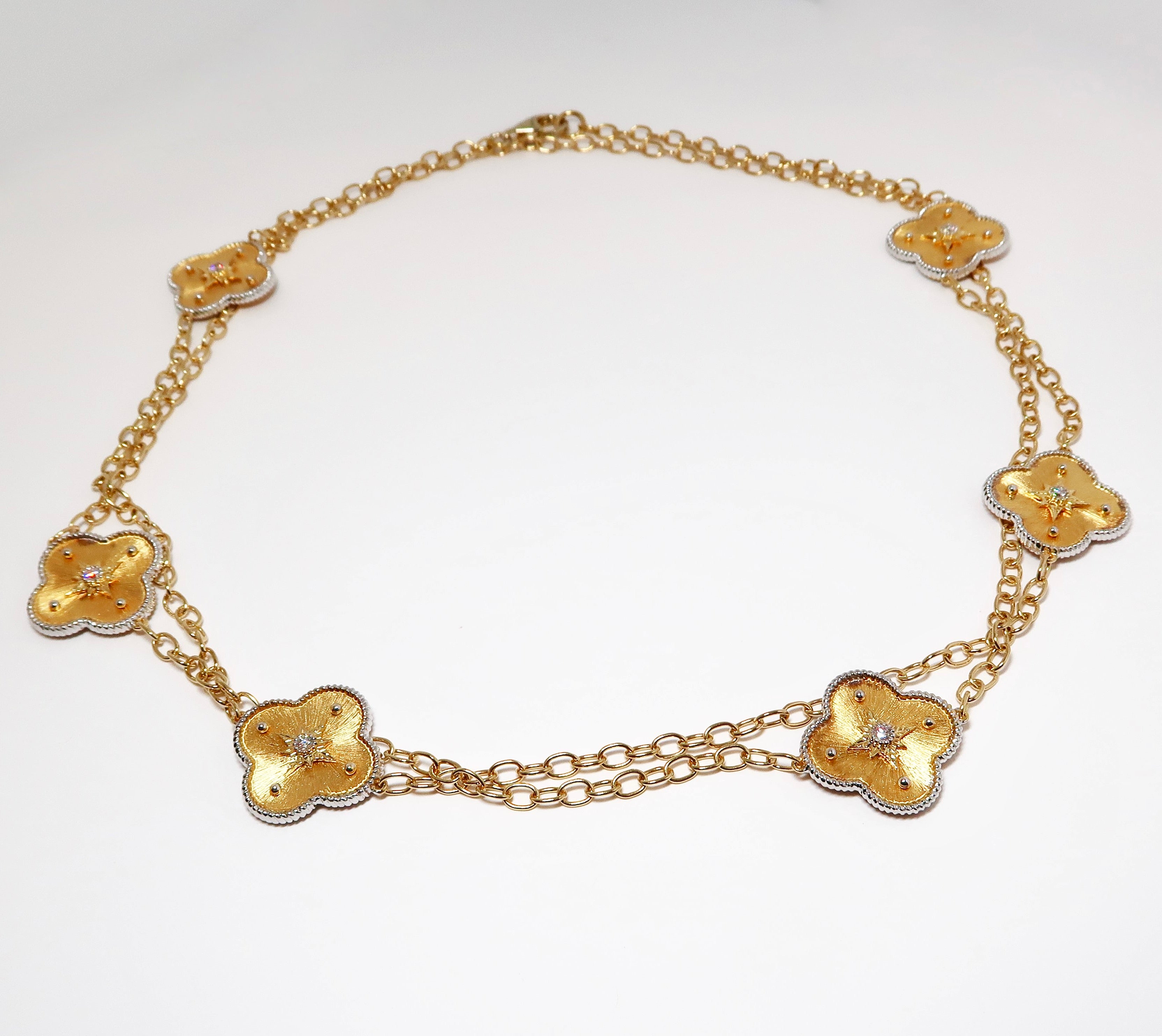 18k Yellow + White Gold Long Necklace