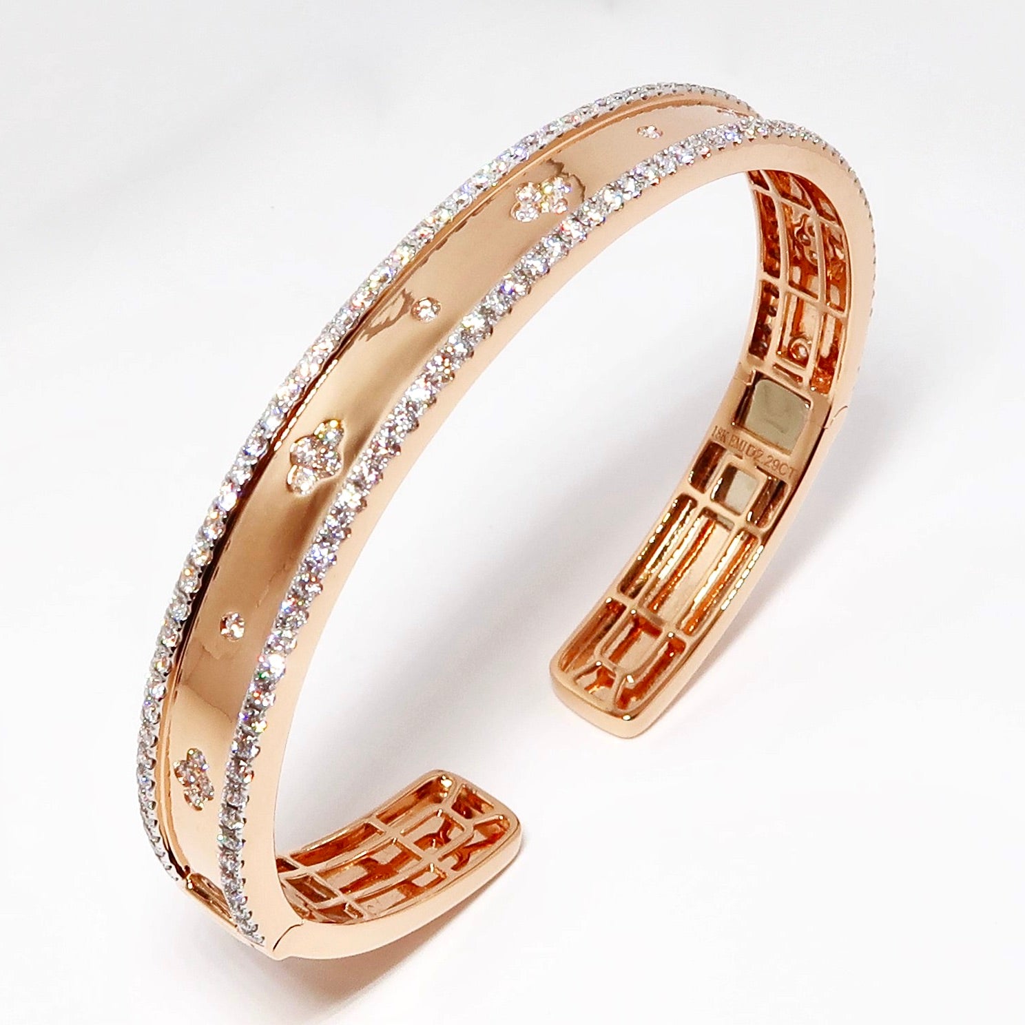 18k Rose Gold Narrow Cuff with Diamonds