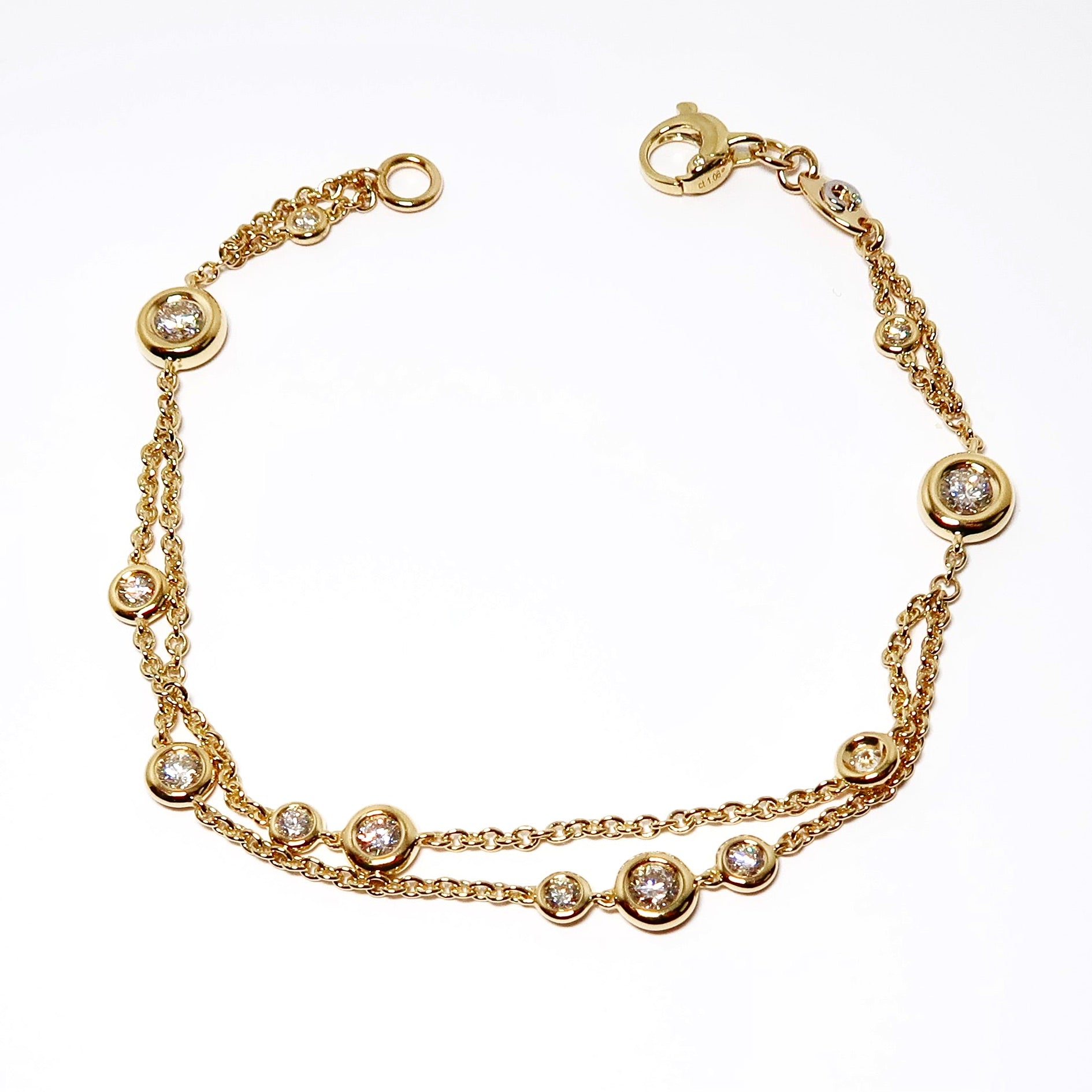 18k Yellow Gold, Double-Stranded Diamond Bracelet