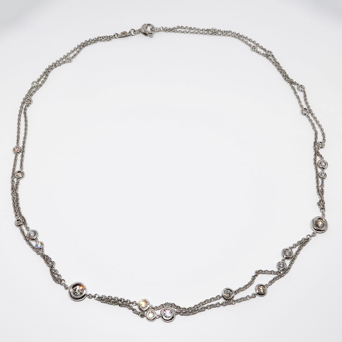 18k White Gold, Double-Strand Diamond Necklace