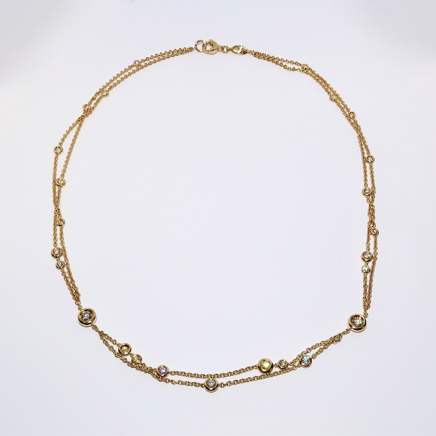 18k Yellow Gold, Double-Strand Diamond Necklace