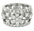 18kt White Gold Wide Diamond Flower Ring