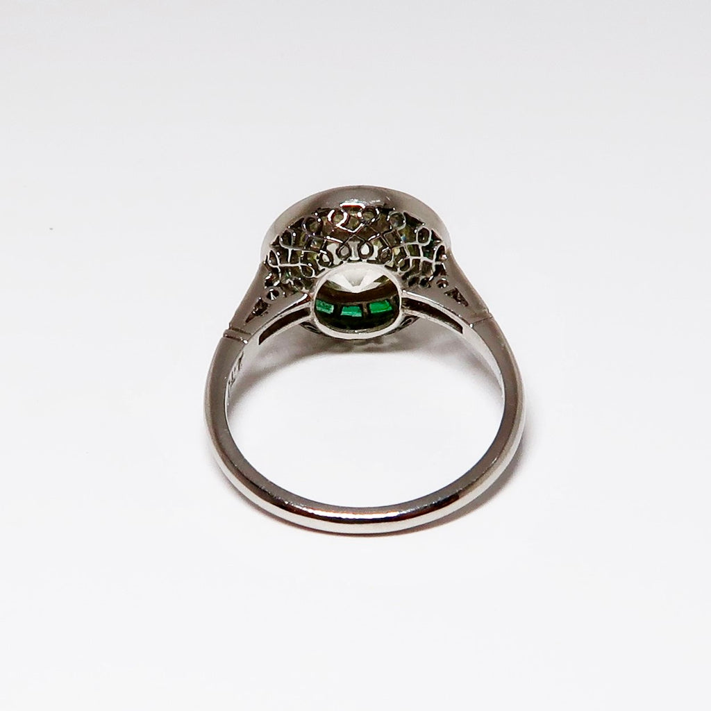 Round Diamond & Emerald Ring
