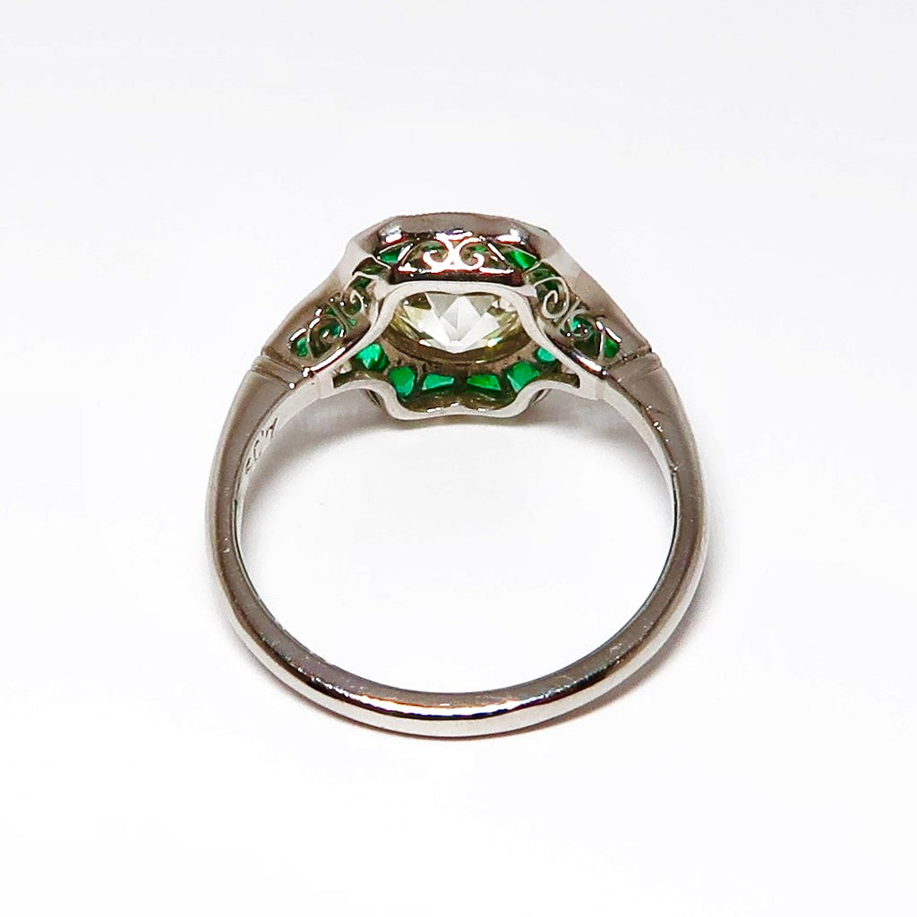 Round Diamond & Emerald Ring