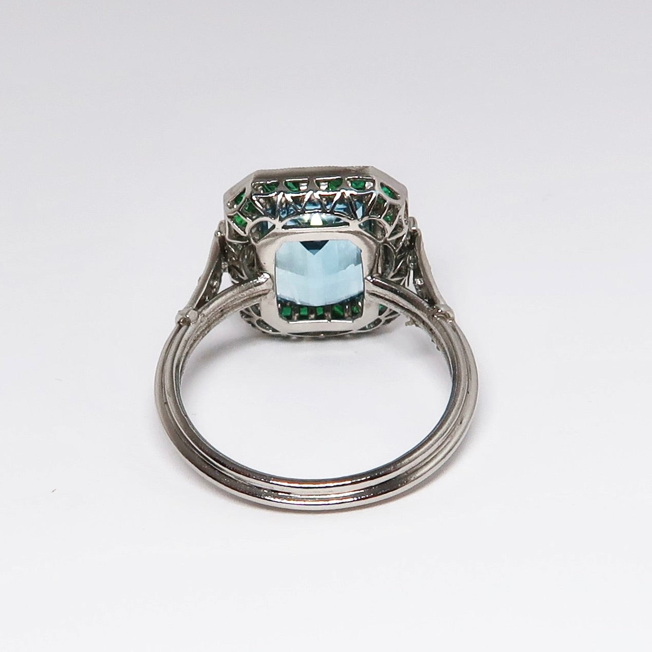Aquamarine, Emerald & Diamond Ring