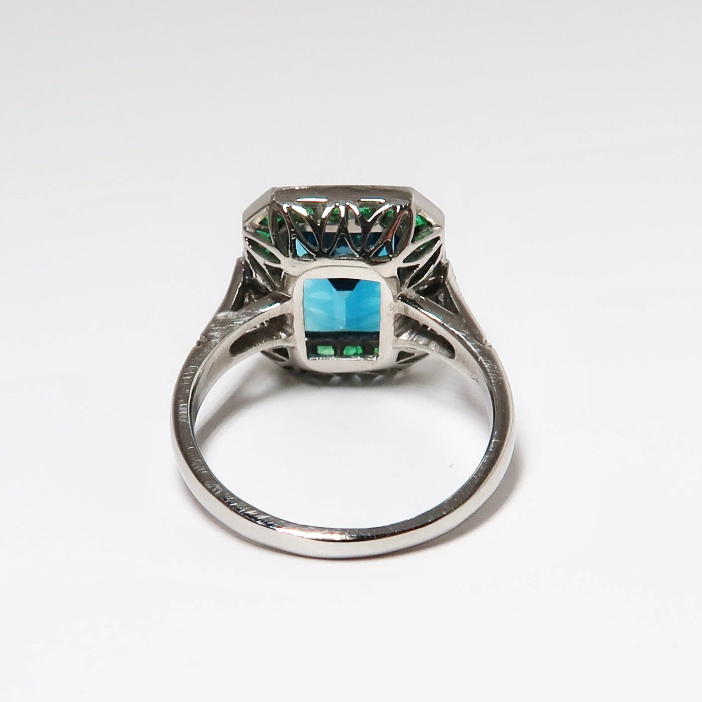 Blue Topaz, Emerald, & Diamond Ring