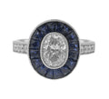 Platinum Diamond and Sapphire Engagement Ring