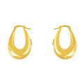 14k Yellow Gold Oval Hoop Earrings, Tapered Oval Tube