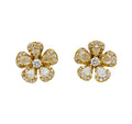 18k Yellow Gold Diamond Flower Earrings