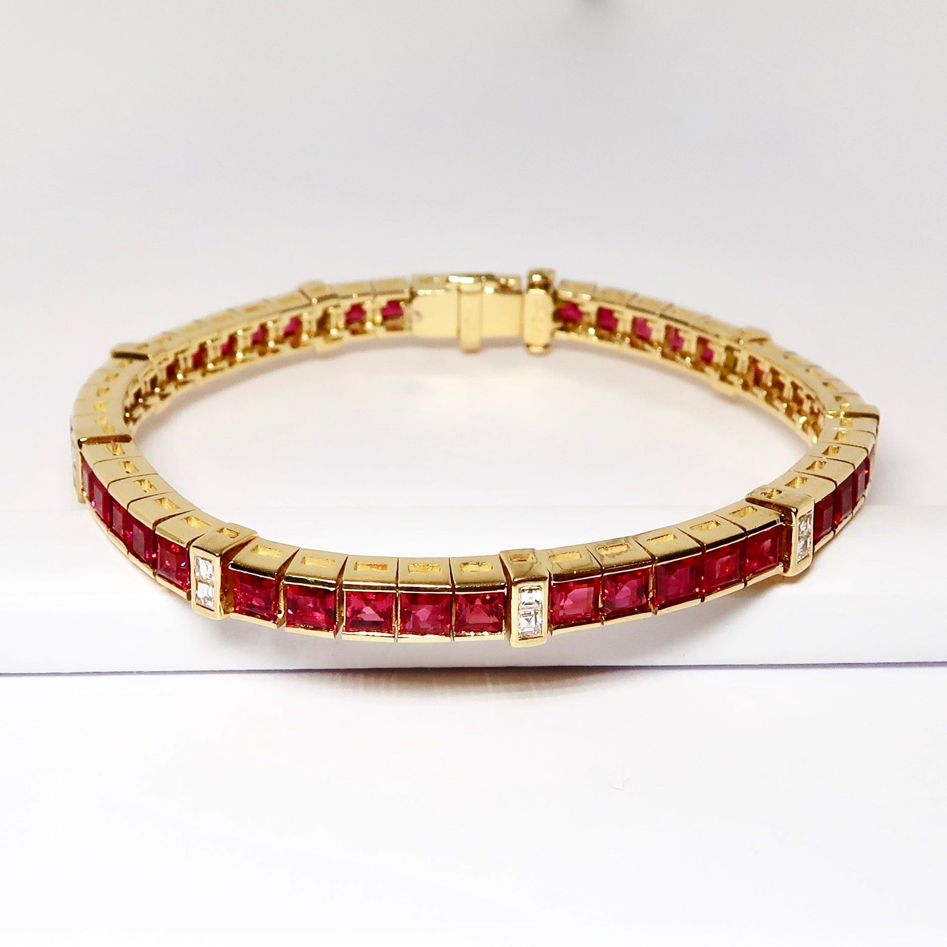 18k Yellow Gold Ruby and Diamond Bracelet