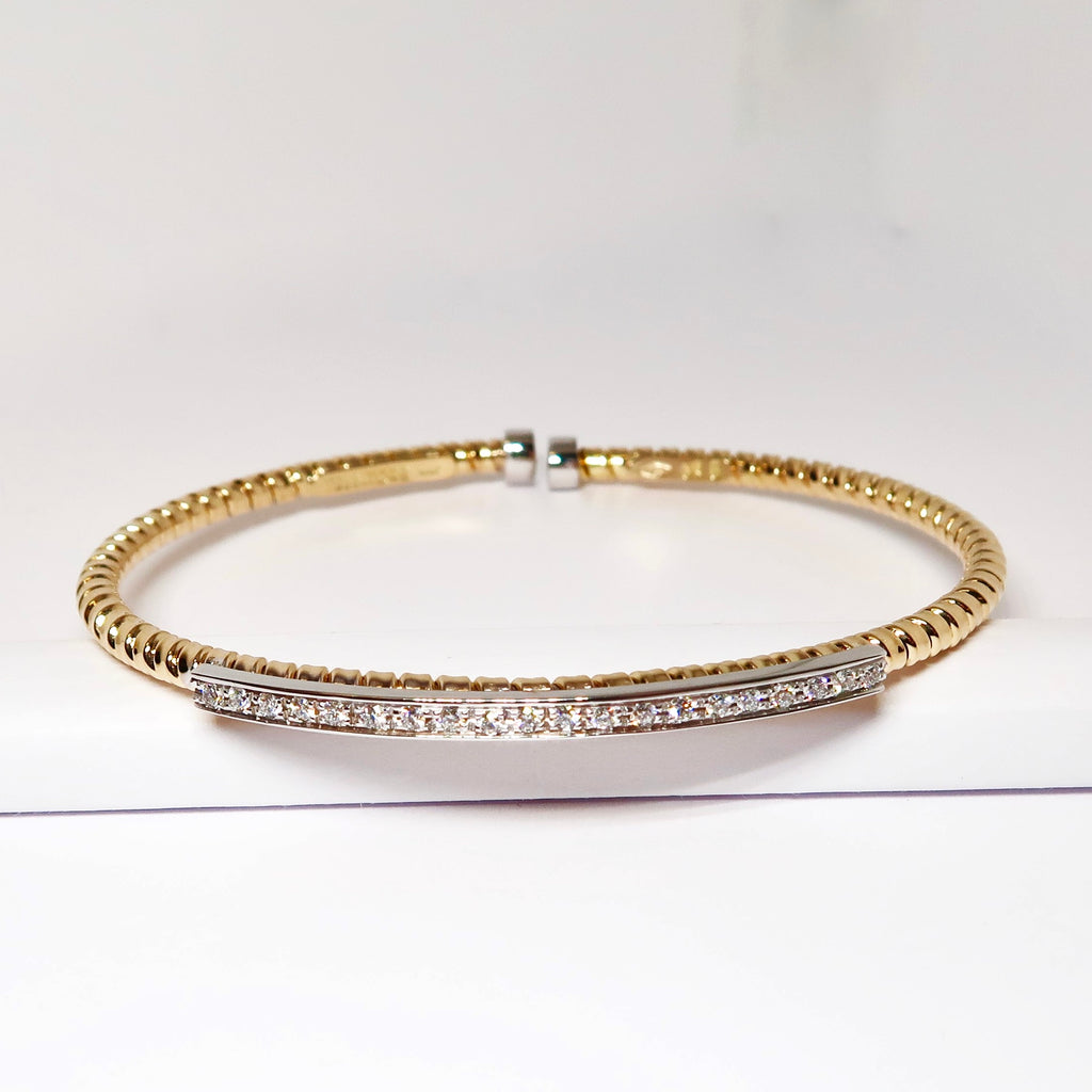 18k Two-Tone Cuff Bangle with Diamonds