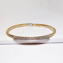 Load image into Gallery viewer, 18k Two-Tone Cuff Bangle with Diamonds
