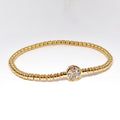 18k Yellow Gold Bangle with Round Shaped Station with Diamonds
