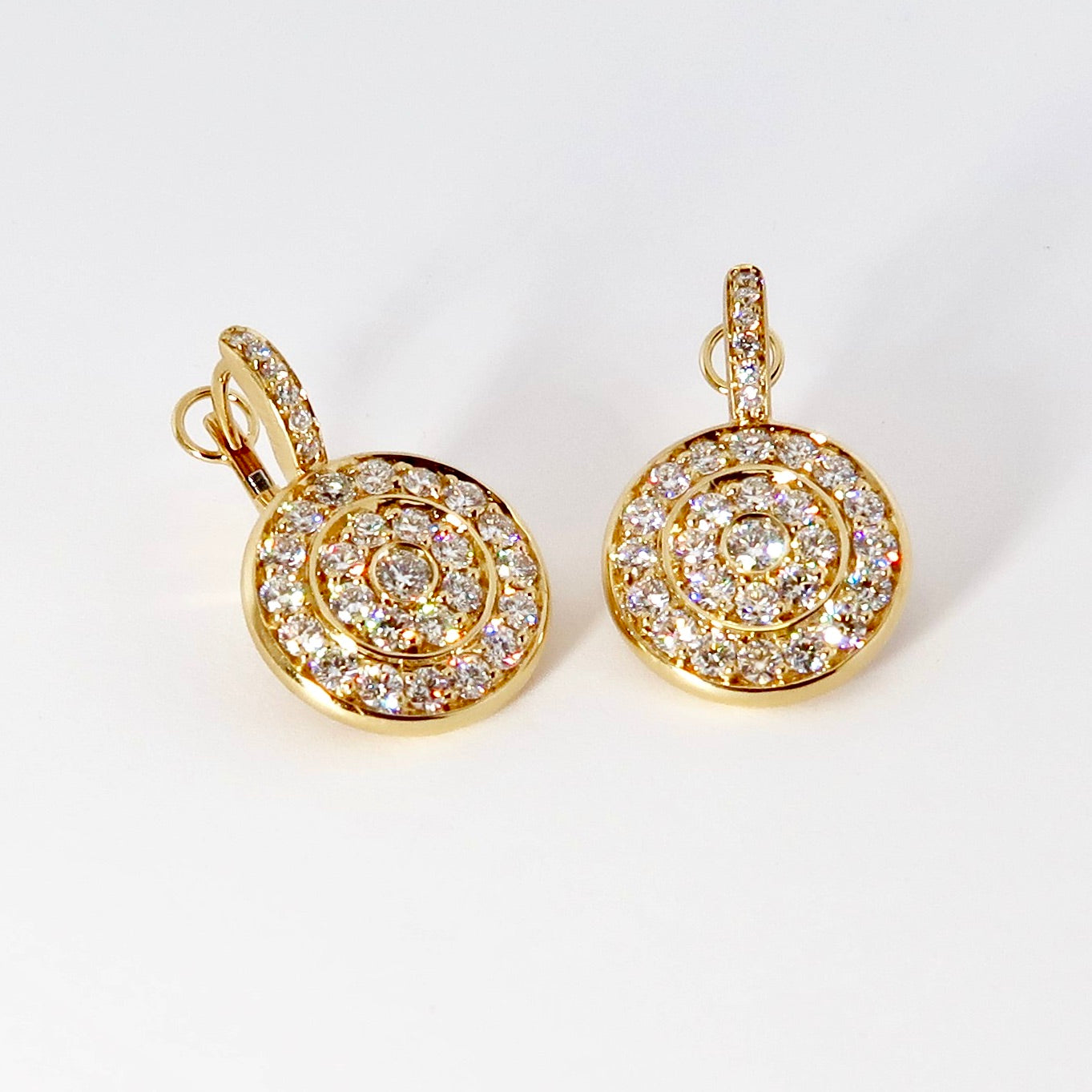 18k Yellow Gold Diamond (Drop-Disk) Earrings