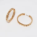 Rose Gold Flat, Wide Hoop Earrings with Flush Set Round Diamonds