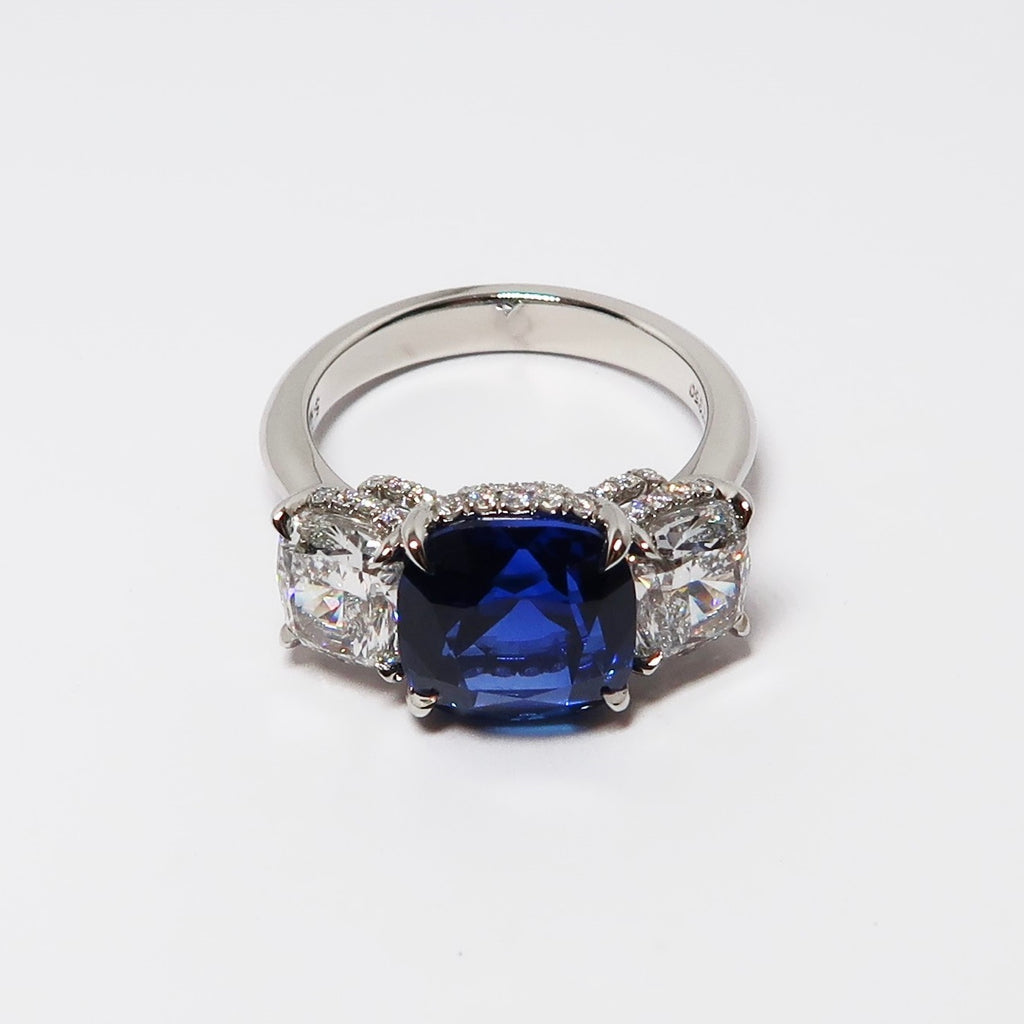 3 Stone Sapphire & Diamond Ring