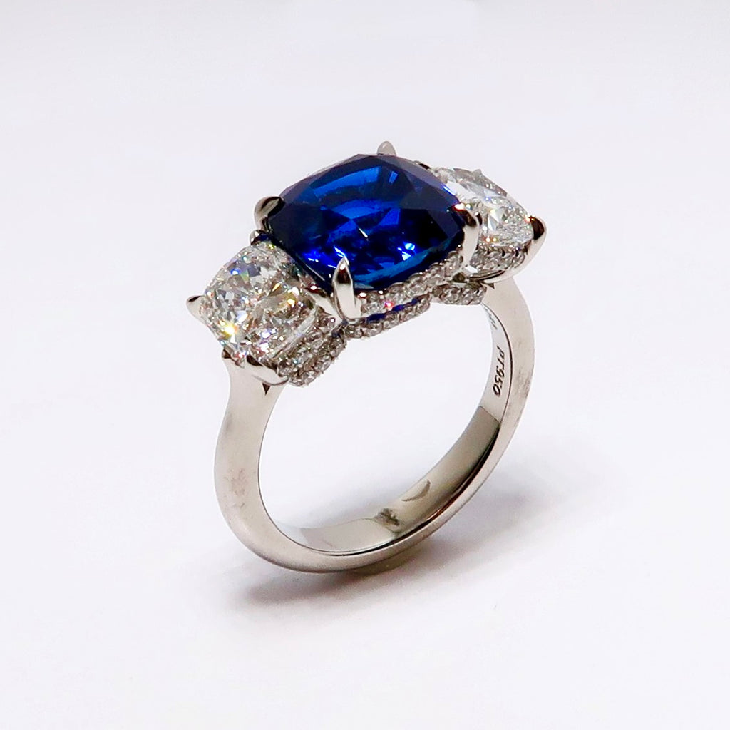 3 Stone Sapphire & Diamond Ring
