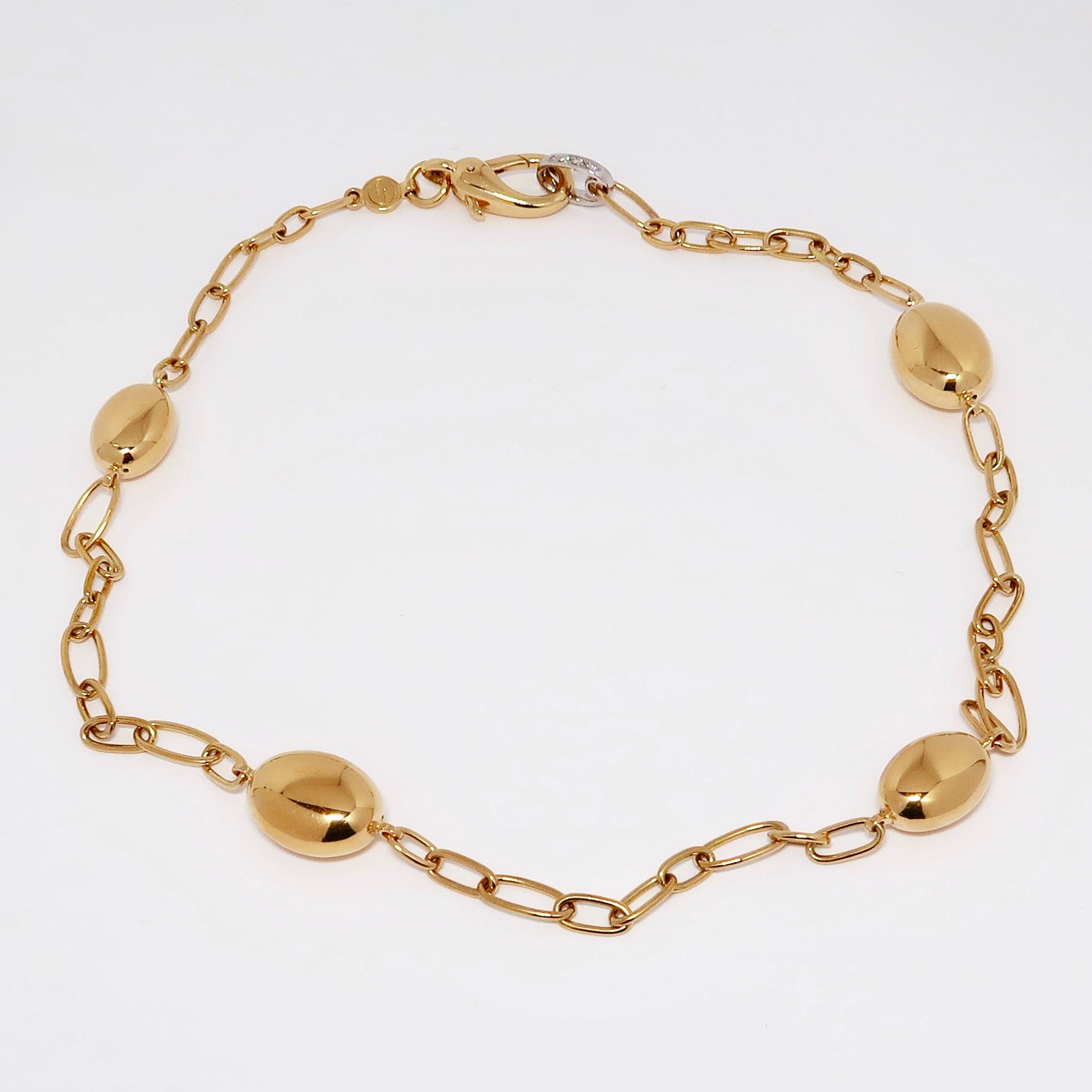 18k Yellow Gold Necklace, Diamonds White Gold Clasp Link