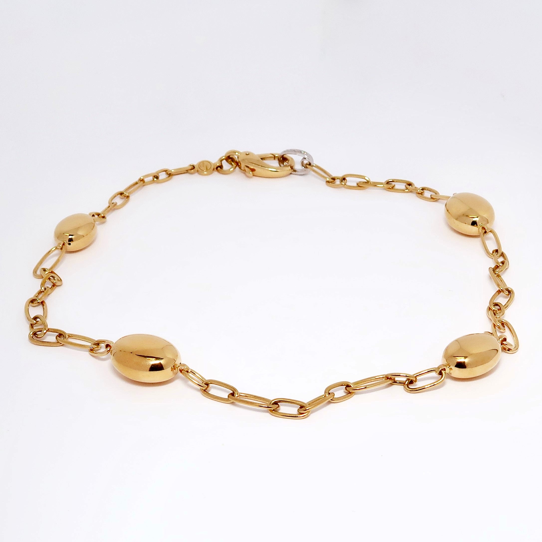 18k Yellow Gold Necklace, Diamonds White Gold Clasp Link