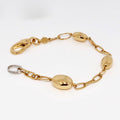 18K Yellow Gold Bracelet, Diamonds White Gold Clasp Link