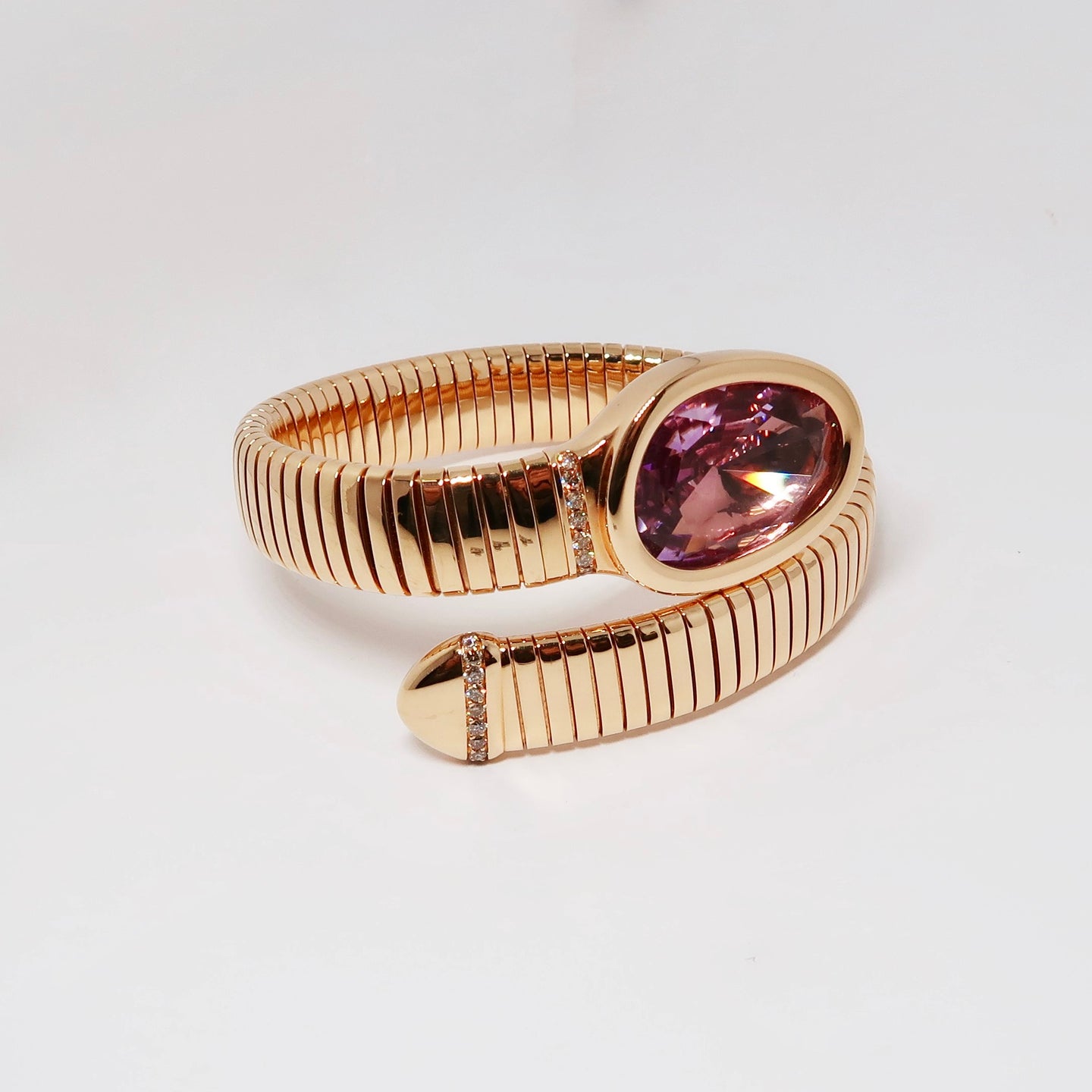 18k Rose Gold & Amethyst Bypass Bangle