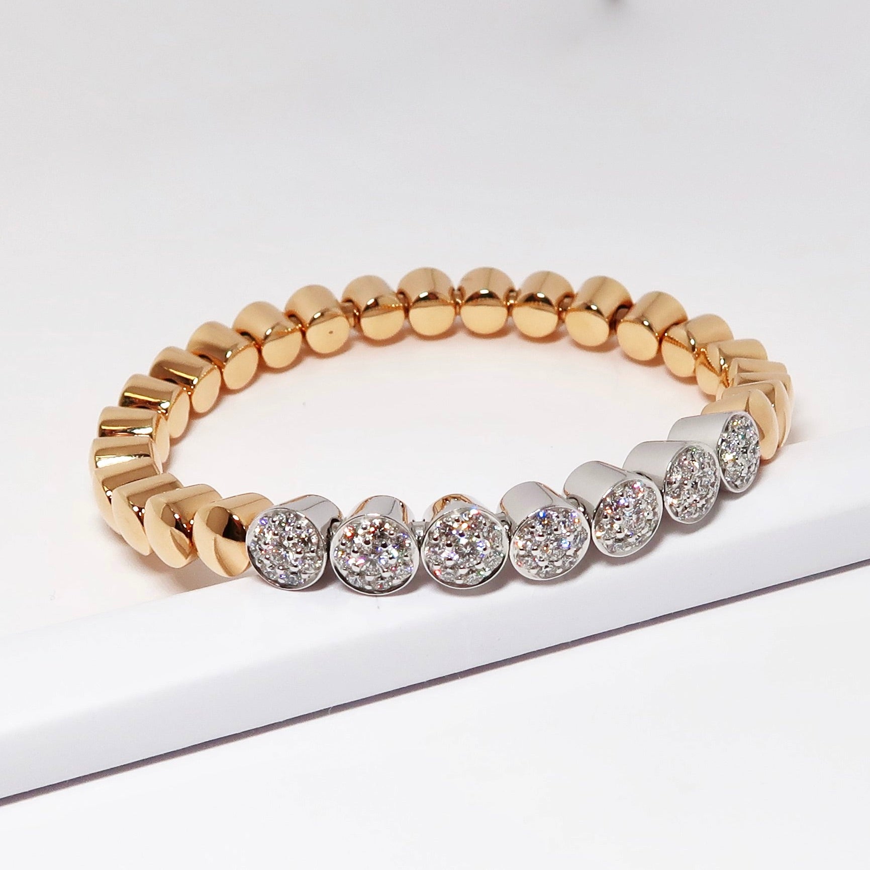 18k Rose + White Gold Bracelet