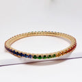 18k Yellow Gold Bracelet w/ Multi-Color, Round Sapphires & Tsavorites