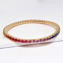 Load image into Gallery viewer, 18k Yellow Gold Bracelet w/ Multi-Color, Round Sapphires &amp; Tsavorites
