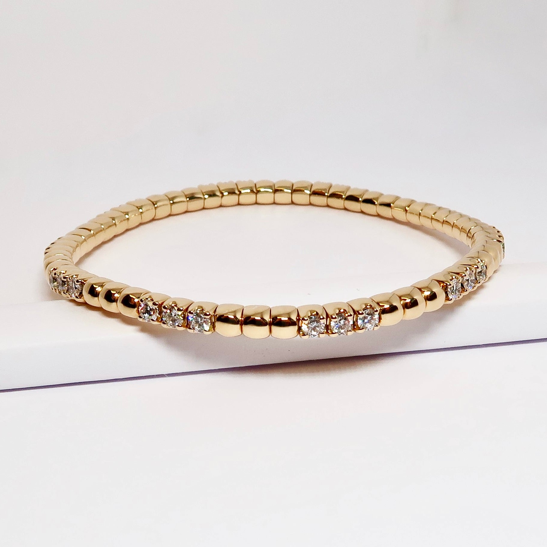 Yellow Gold & Diamond Stretch Bracelet