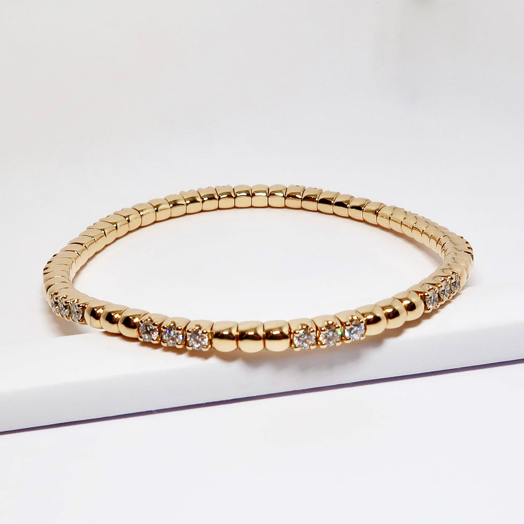 Yellow Gold & Diamond Stretch Bracelet