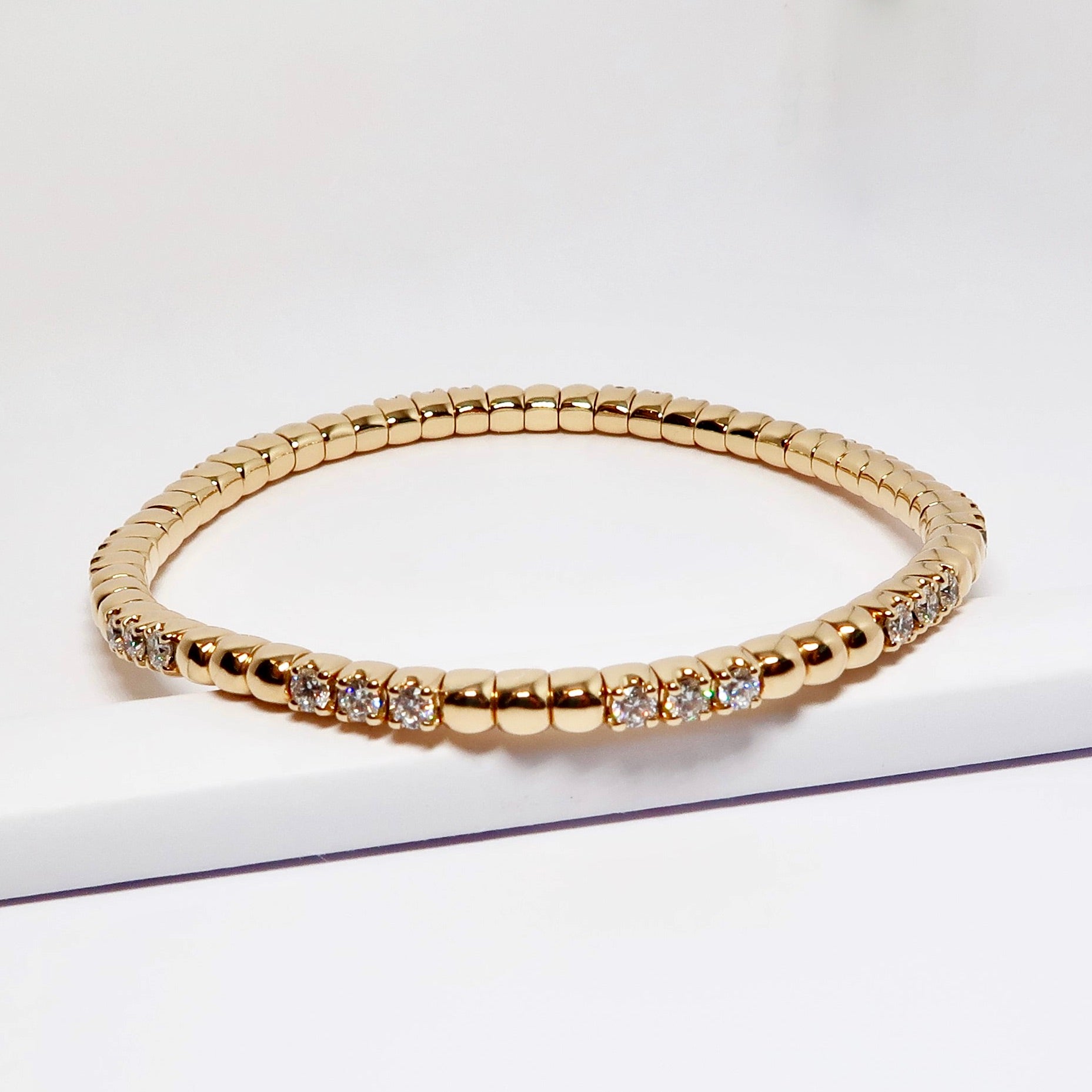 Yellow Gold & Diamond Stretch Bracelet