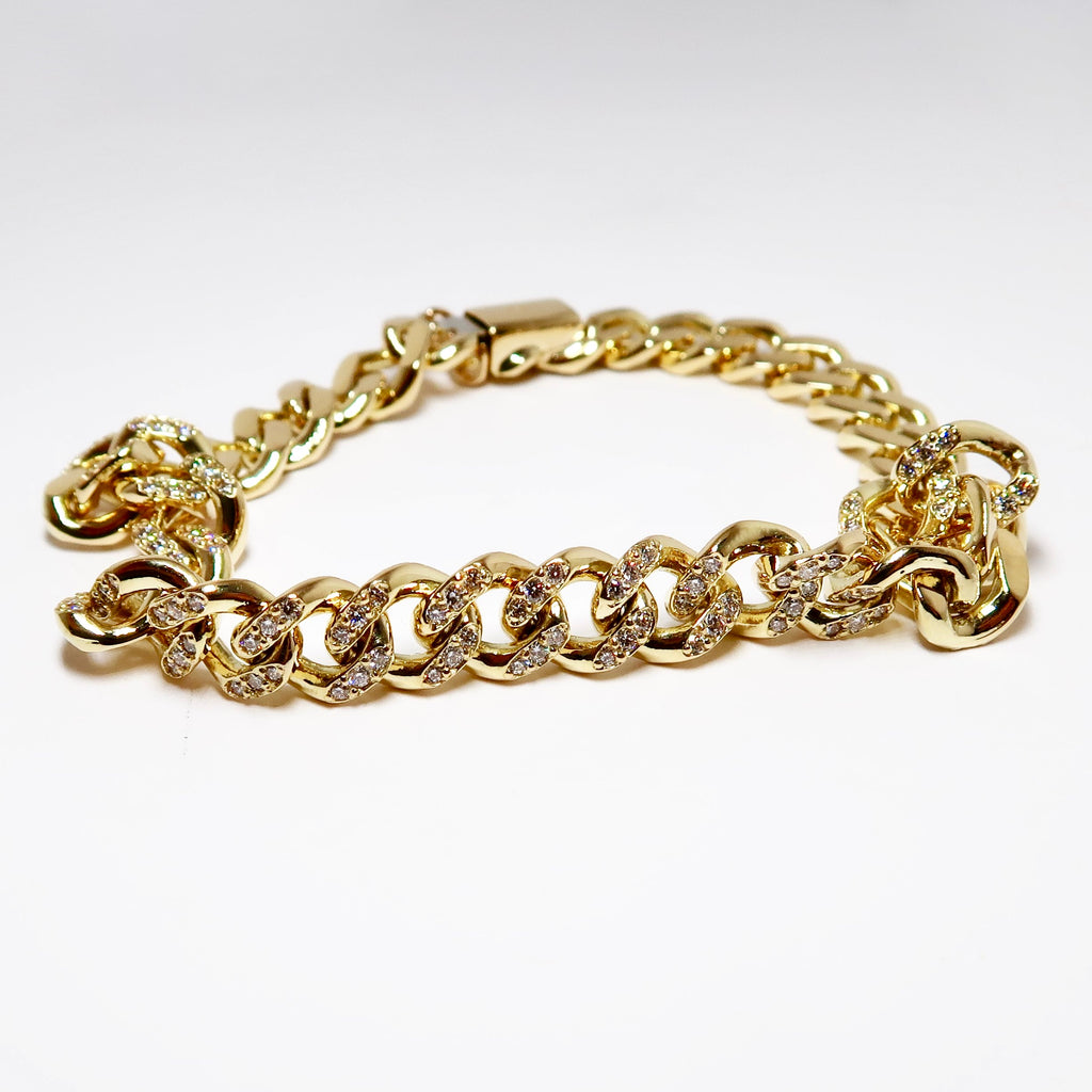 18k Yellow Gold & Diamond Cuban Link Bracelet