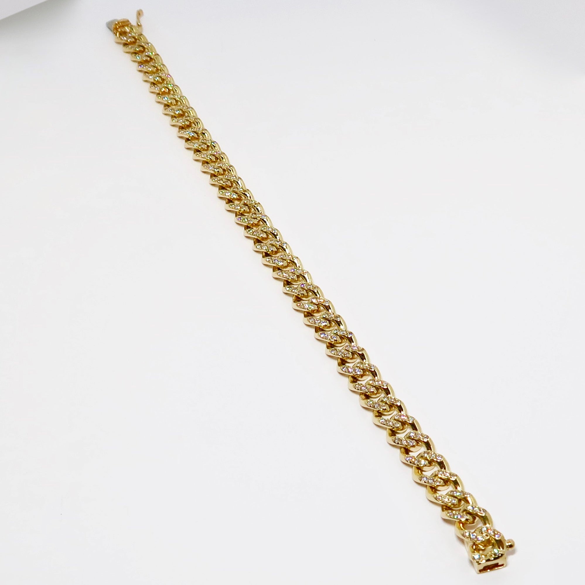 18k Yellow Gold & Diamond Cuban Link Bracelet