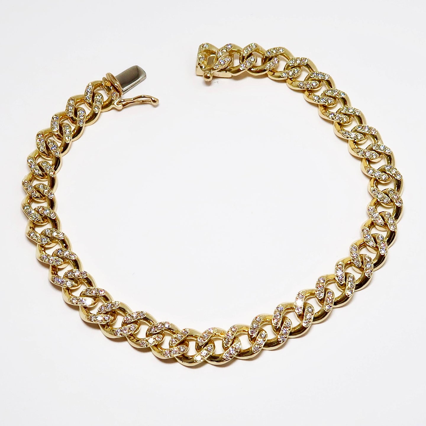 18k Yellow Gold & Diamond Cuban Link Bracelet