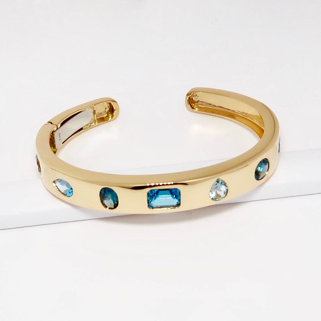 18k Yellow Gold Blue Topaz Bangle