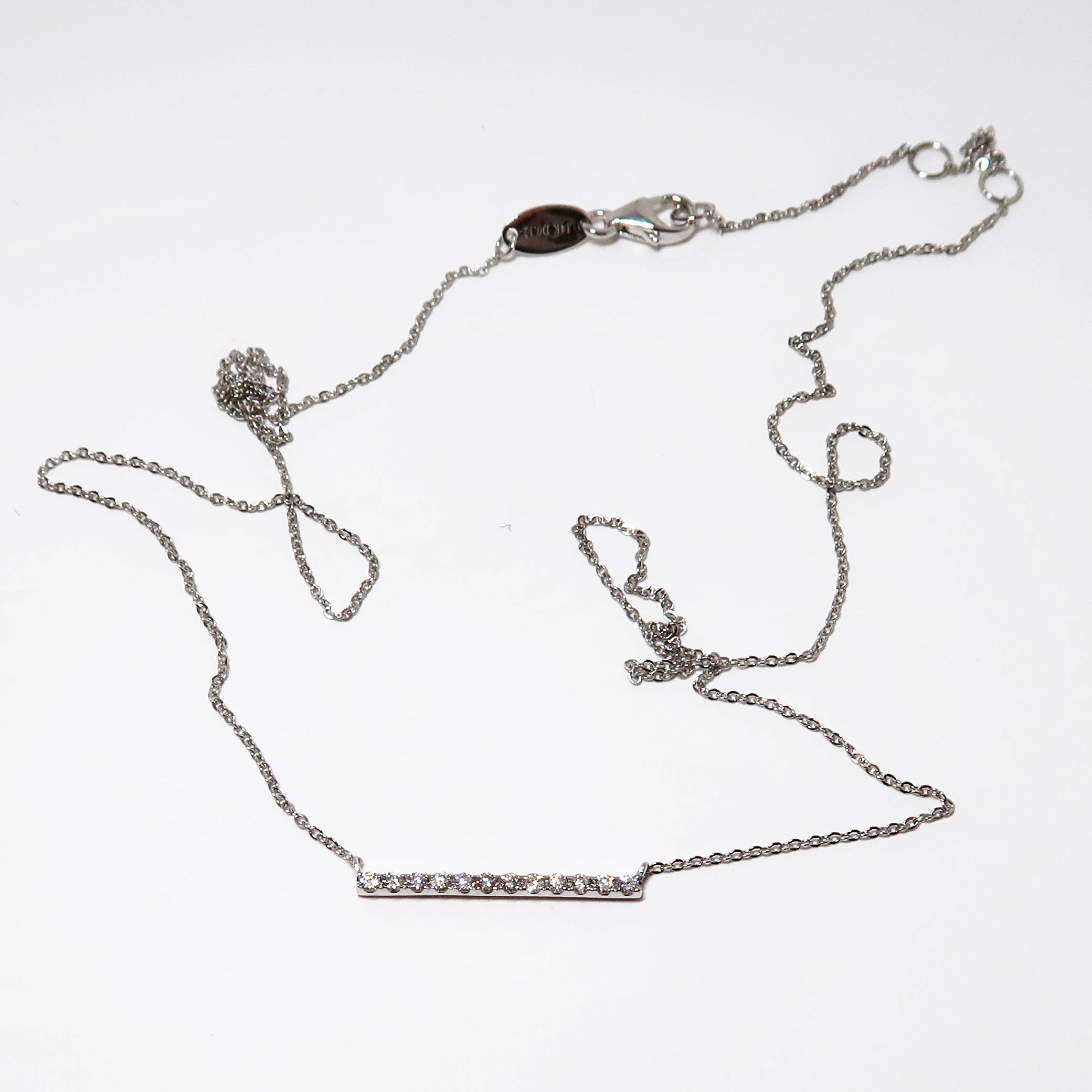 14k White Gold Diamond Bar Necklace