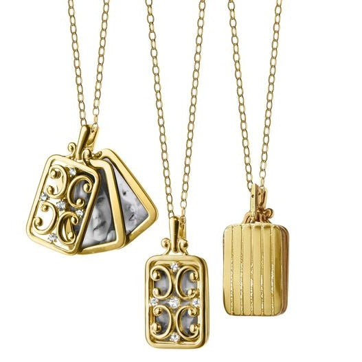 18k Yellow Gold Rectangular Gate Necklace